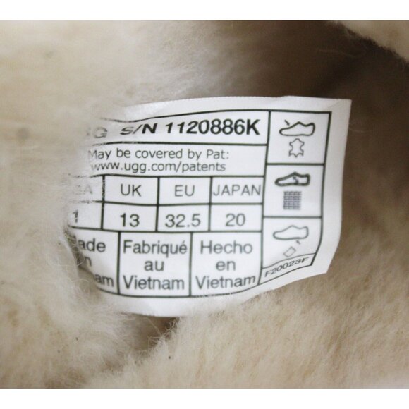 UGG Kid's Ascot Loafers sz 1 Black Suede Wool Fur Soft Comfortable Slipper - Picture 9 of 9